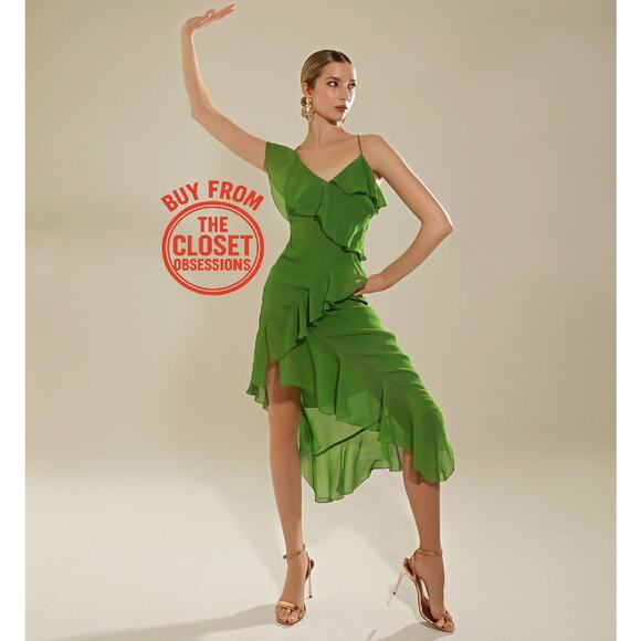 RARE!!! MANGO Chiffon Midi Dress NWT - Picture 8 of 13